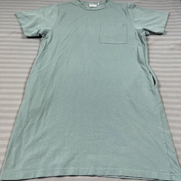 Frank And Oak T-Shirt Dress Womens XL Sage Green Organic Cotton Side Pocket - Picture 1 of 12